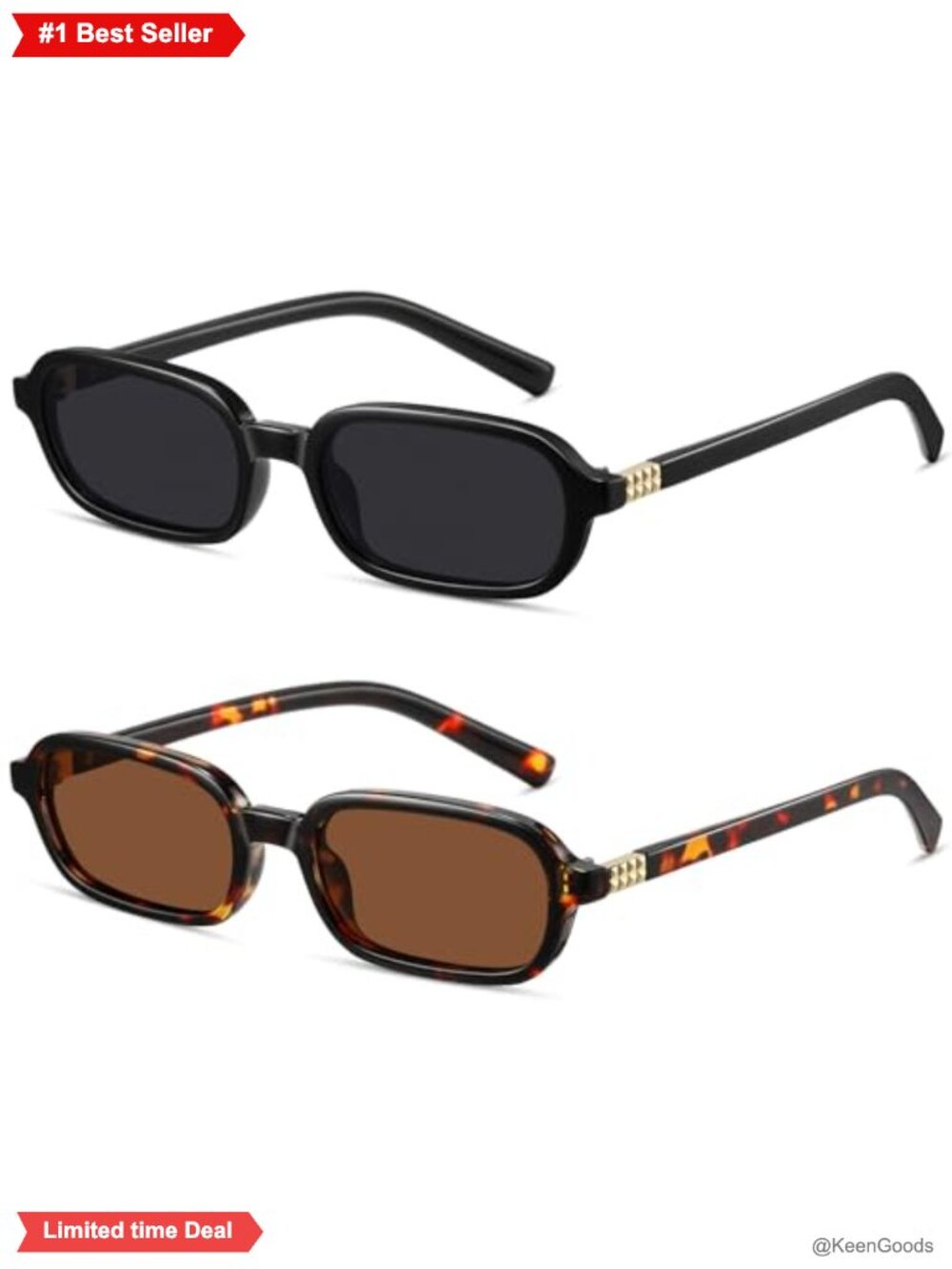 Retro Rectangle Sunglasses for Women Trendy Vintage Small Square Metal Accents